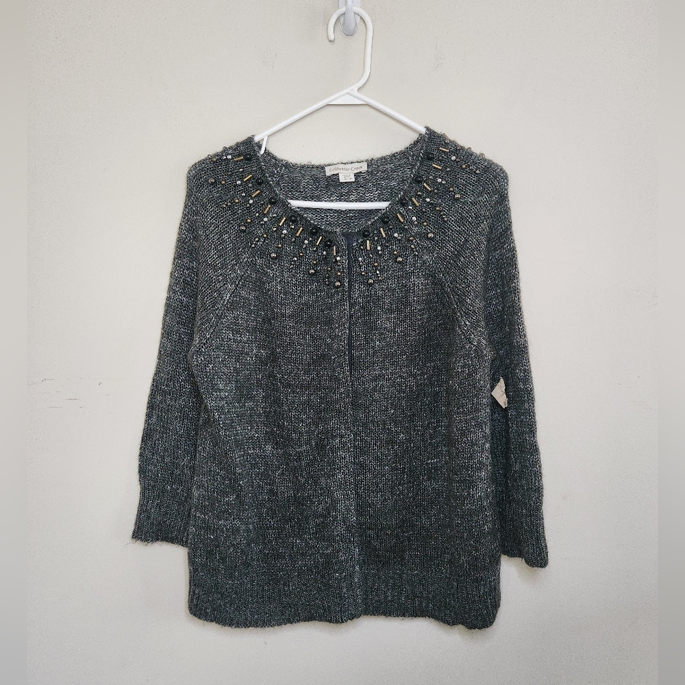 Women's Coldwater Creek Cardigan Sweater Beaded Detail Sz Large NWT